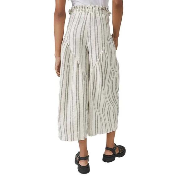 Free People Poppy Ivory Striped Wide Leg Relaxed Beach Boho Pants Size M NWT - Picture 2 of 6